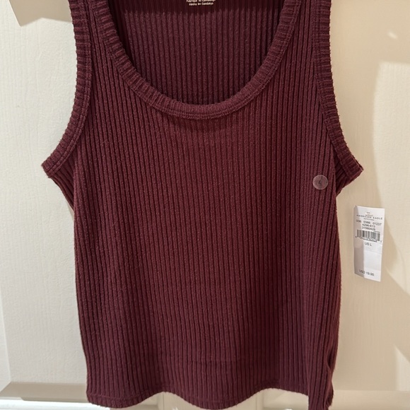 BNWT - American Eagle Maroon Red Ribbed Tank Top - Picture 2 of 3